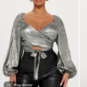 Fashion nova “Late nights Metallic Blouse”